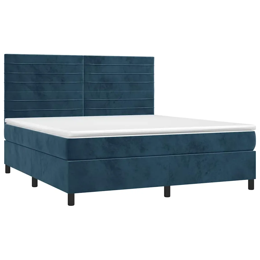 Sommier à lattes de lit avec matelas LED Bleu foncé 160x200 cm - 3