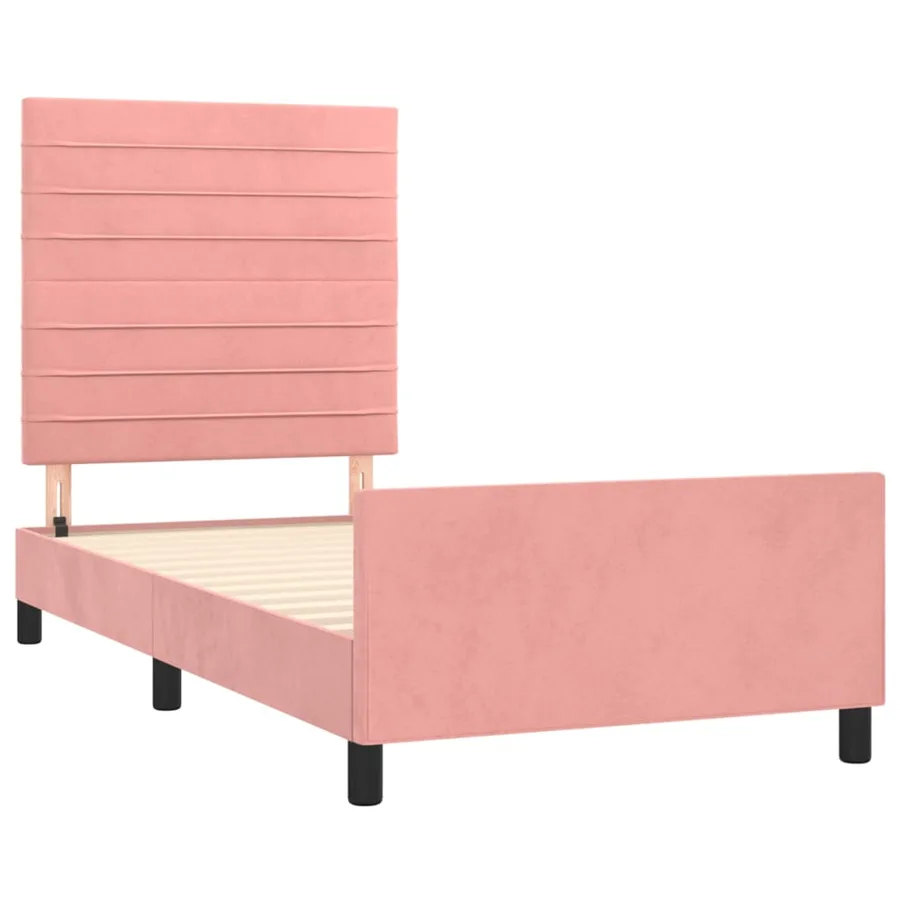 Cadre de lit sans matelas rose 100x200 cm velours - 4