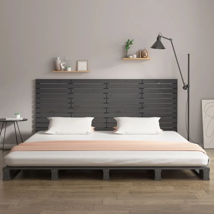 Tête de lit murale Gris 206x3x91,5 cm Bois massif de pin - 3