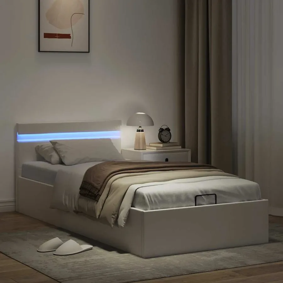Cadre de lit à rangement hydraulique sans matelas avec LED - 5