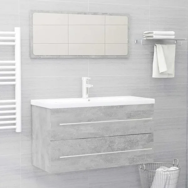 Ensemble de meubles de salle de bain 2 pcs Gris béton Aggloméré
