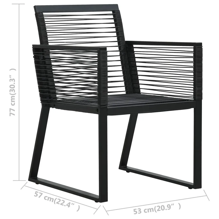 Ensemble à manger d'extérieur 9 pcs Rotin PVC Noir - 14