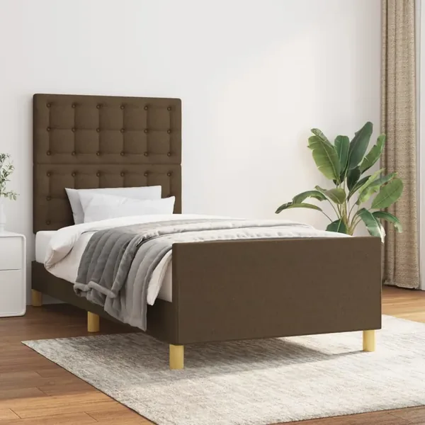 Cadre de lit sans matelas et tête de lit marron foncé 80x200cm
