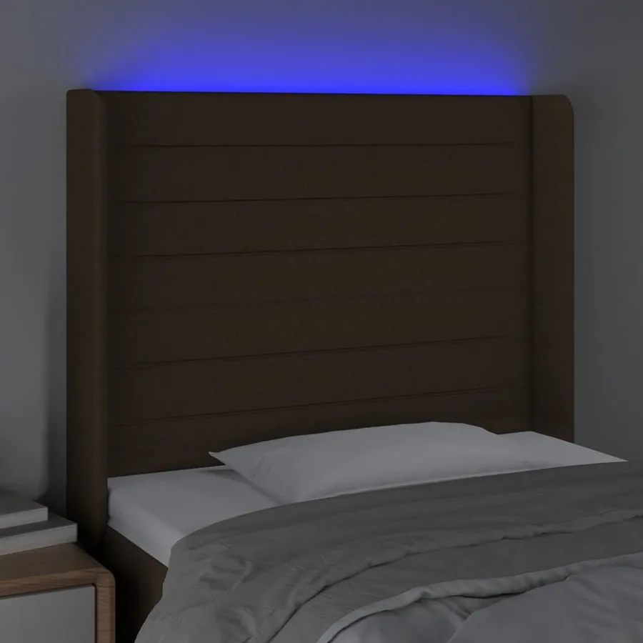 Tête de lit à LED Marron foncé 93x16x118/128 cm Tissu - 4