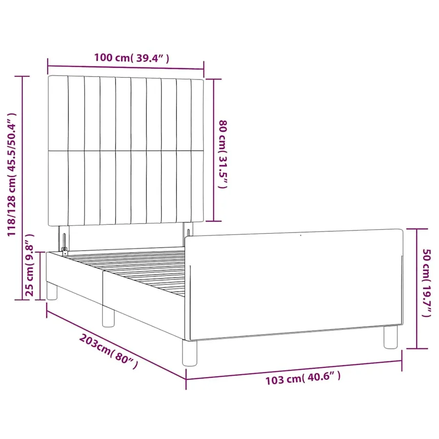 Cadre de lit sans matelas vert foncé 100x200 cm velours - 12