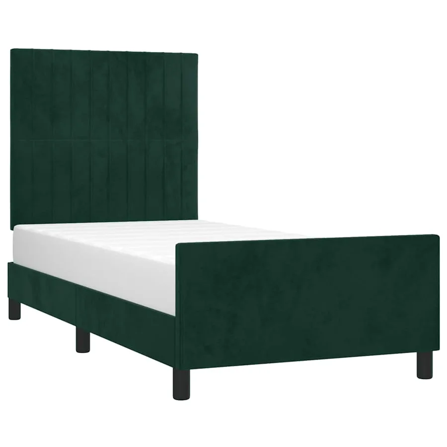 Cadre de lit sans matelas vert foncé 100x200 cm velours - 3