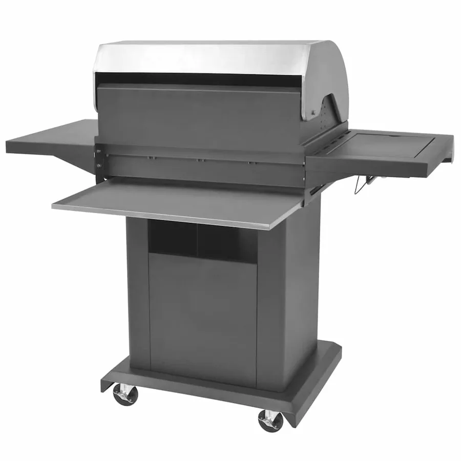 Gril barbecue à gaz avec roue Argenté Acier avec Tuyau en Métal - 4