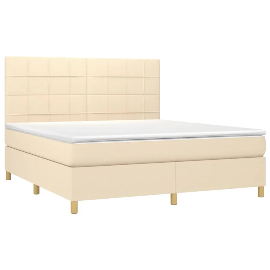 Sommier à lattes de lit et matelas et LED Crème 180x200cm Tissu - 3