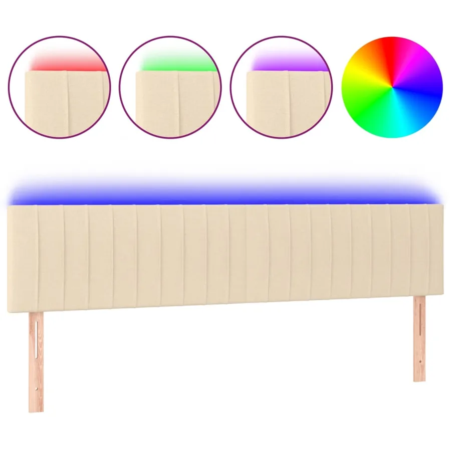 Tête de lit à LED Crème 160x5x78/88 cm Tissu - 2