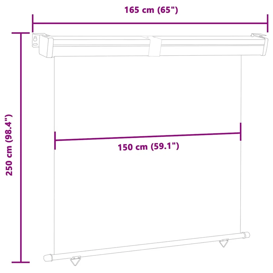 Auvent latéral de balcon 165x250 cm Gris - 10