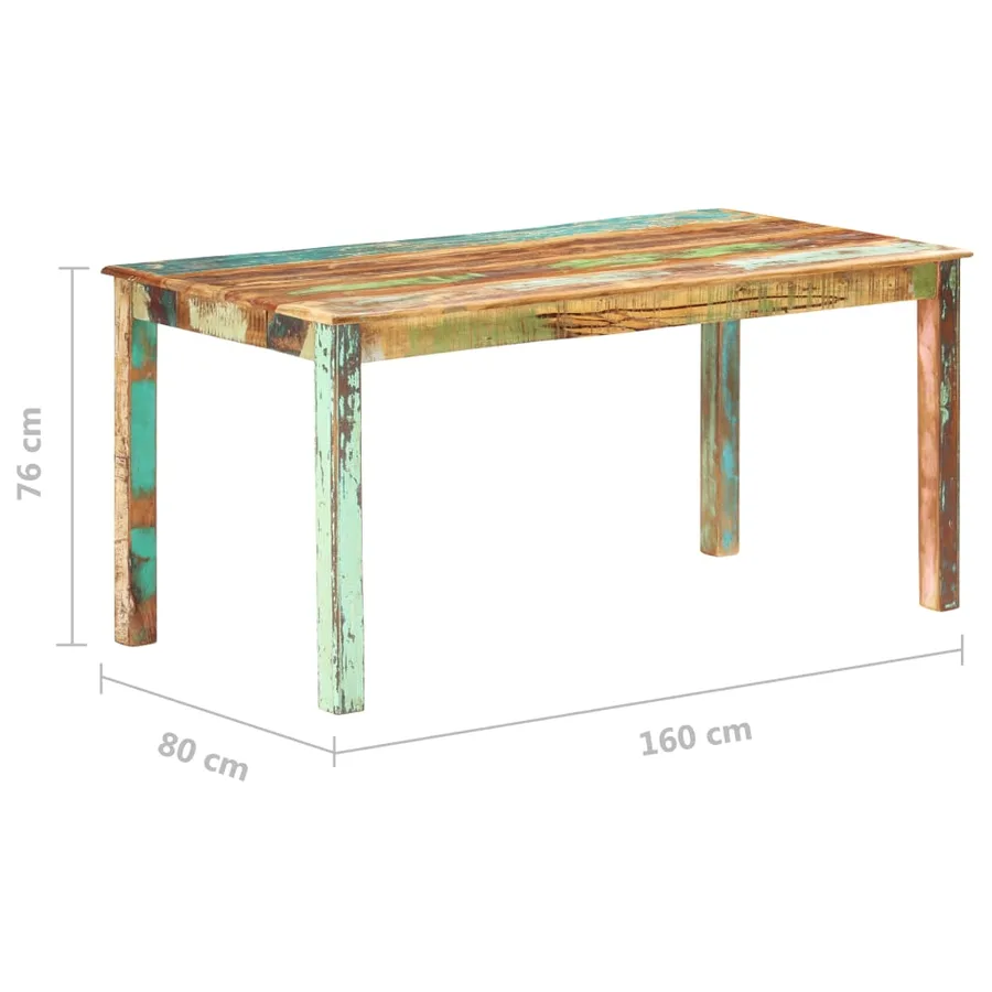 Table de salle à manger Bois de récupération solide 160x80x76cm - 7