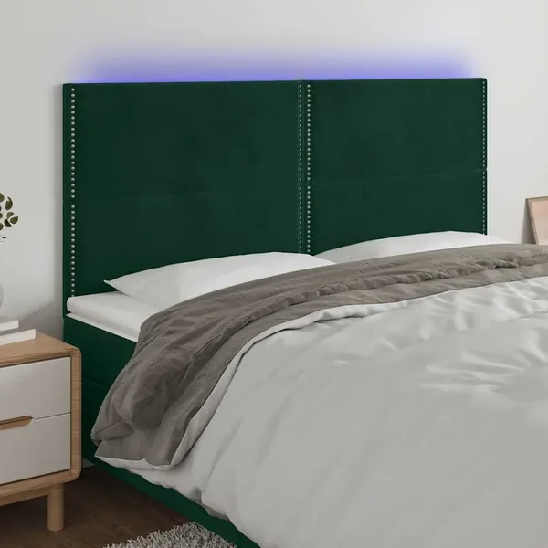 Tête de lit à LED Vert foncé 200x5x118/128 cm Velours