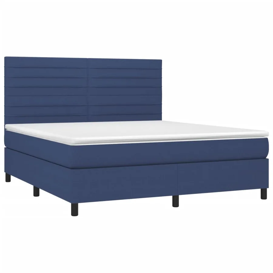 Sommier à lattes de lit et matelas et LED Bleu 160x200 cm Tissu - 3