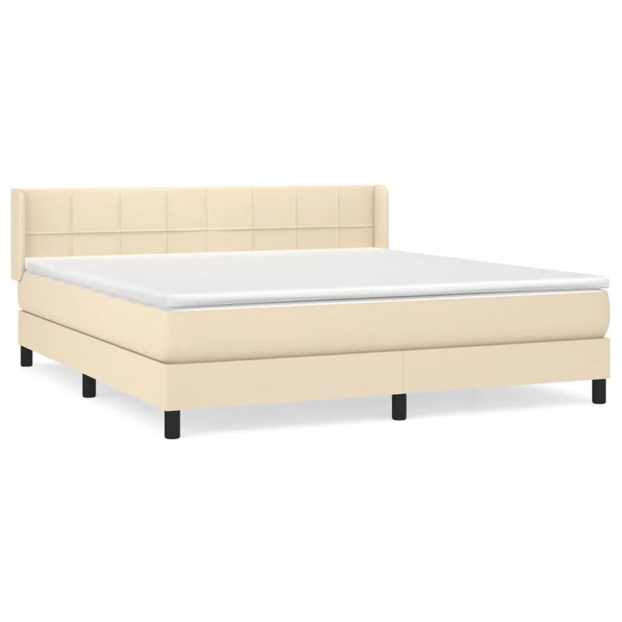 Sommier à lattes de lit avec matelas Crème 180x200 cm Tissu - 2