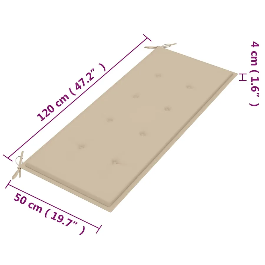 Banc de jardin 2 places avec coussin 120 cm Bois d'eucalyptus - 10