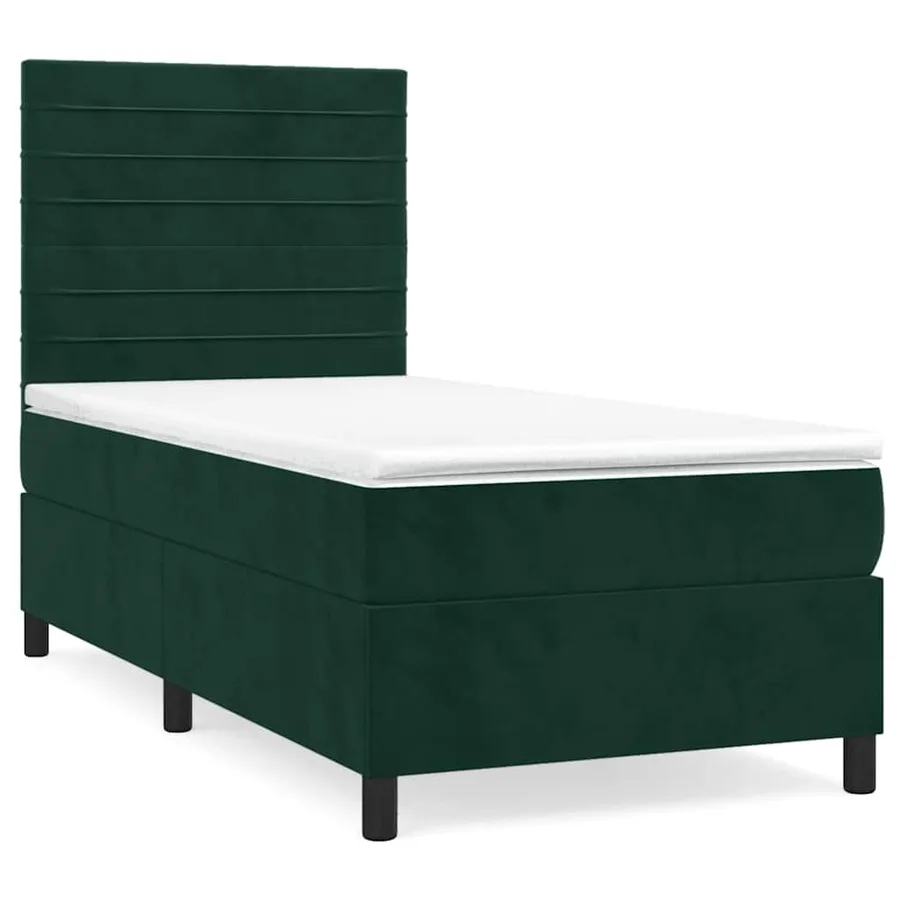 Sommier à lattes de lit avec matelas Vert foncé 90x200 cm - 2