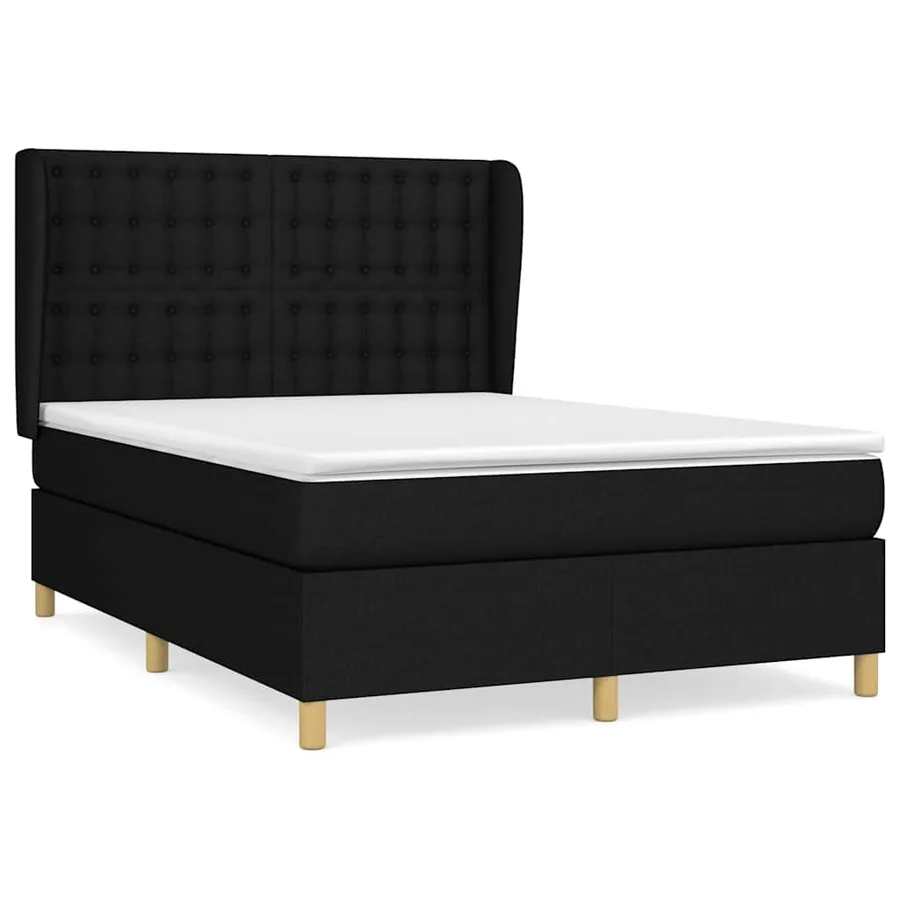 Sommier à lattes de lit avec matelas Noir 140x200 cm Tissu - 2