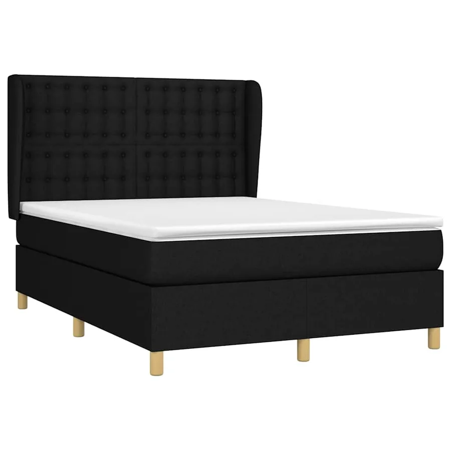 Sommier à lattes de lit avec matelas Noir 140x200 cm Tissu - 3