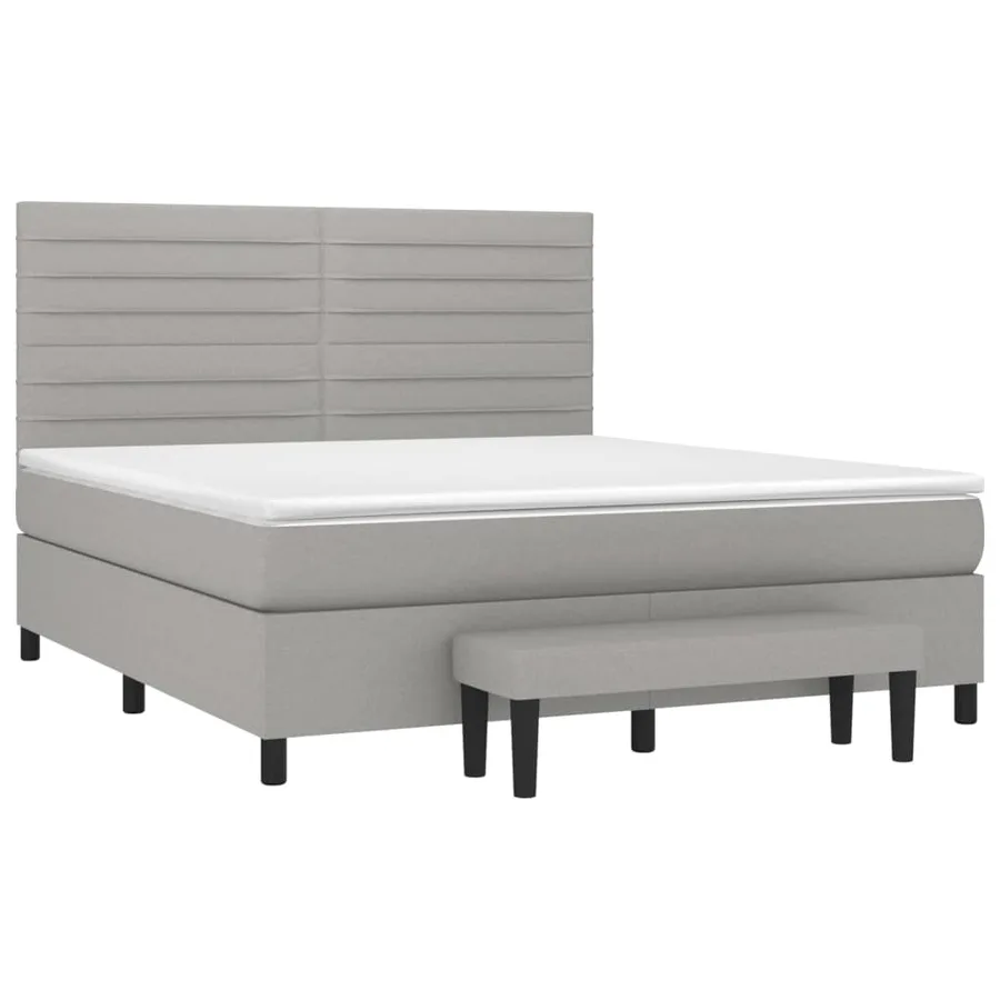 Sommier à lattes de lit avec matelas Gris clair 180x200cm Tissu - 3