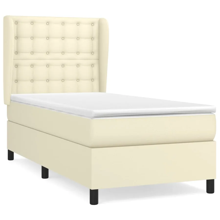 Sommier à lattes de lit avec matelas Crème 90x200 cm Similicuir - 2