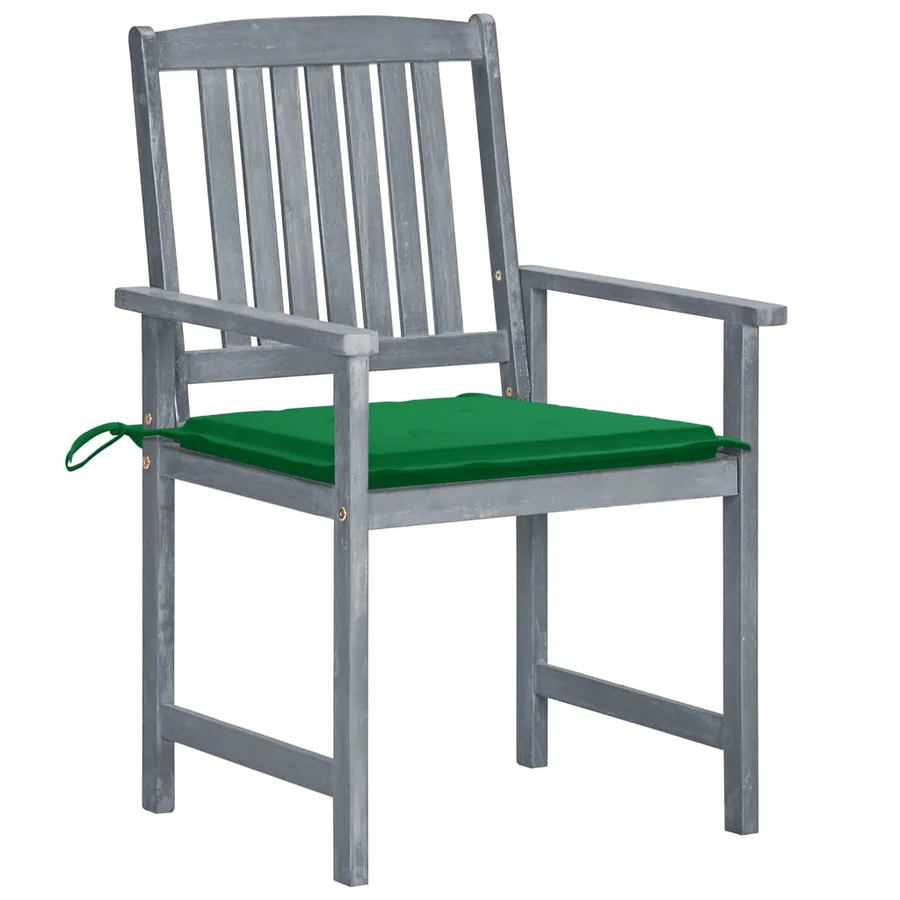 Chaises de jardin et coussins lot de 6 Bois acacia massif Gris - 2