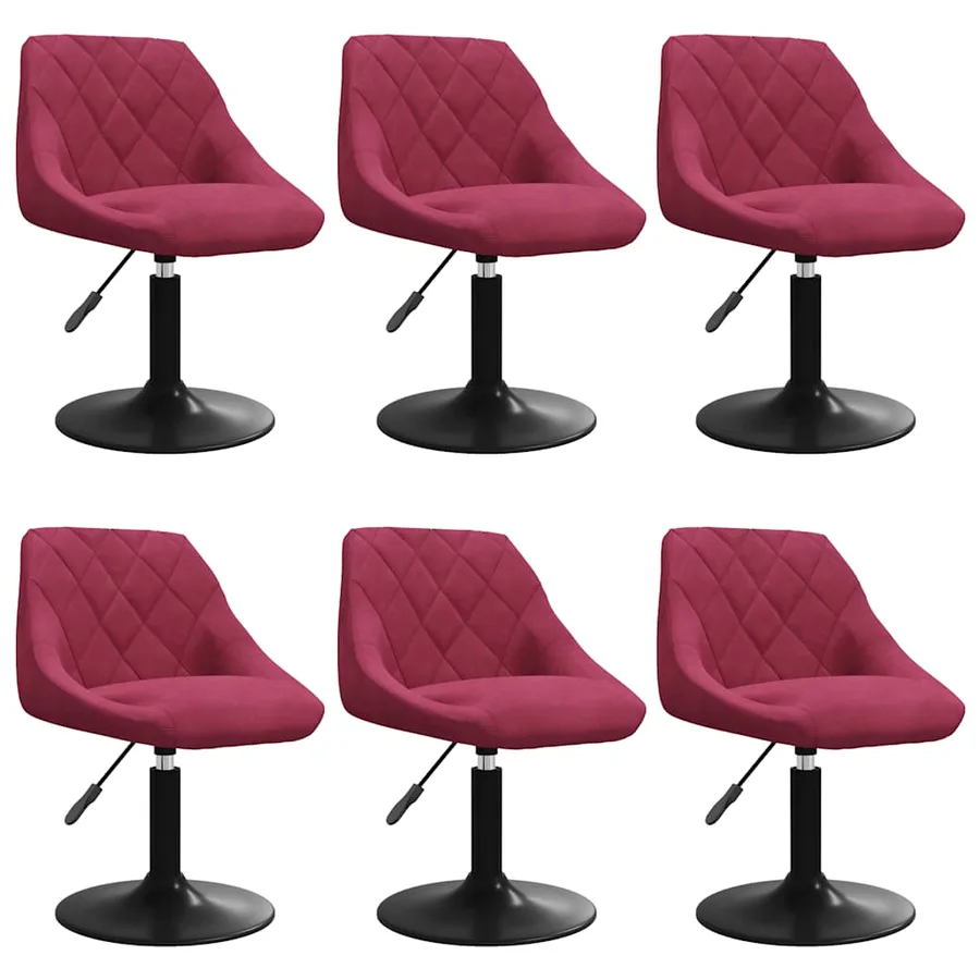 Chaises à manger pivotantes lot de 6 rouge bordeaux velours - 2