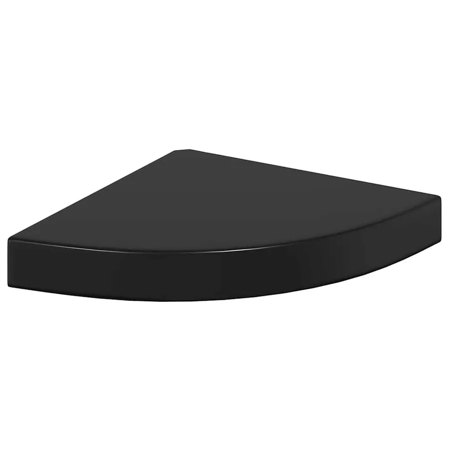 Étagères d'angle flottantes 4 pcs noir brillant 25x25x3,8cm MDF - 5