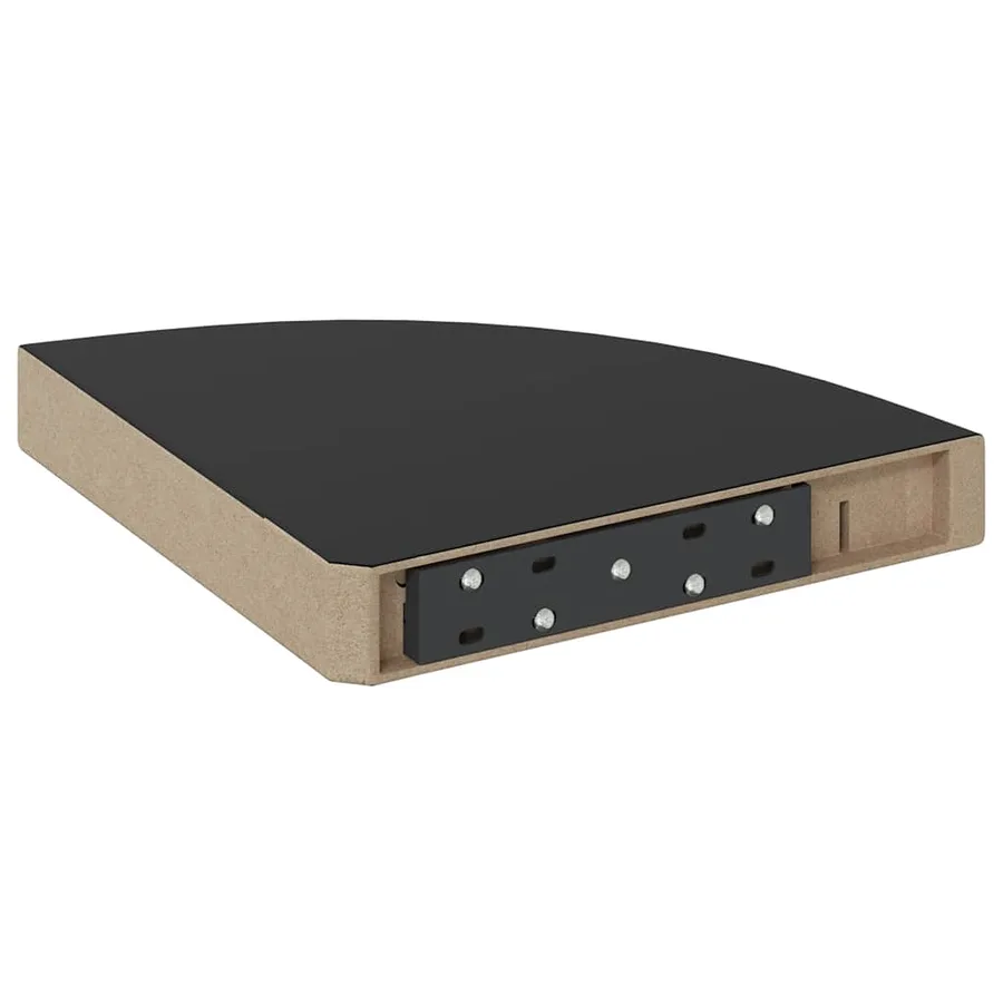 Étagères d'angle flottantes 4 pcs noir brillant 25x25x3,8cm MDF - 8