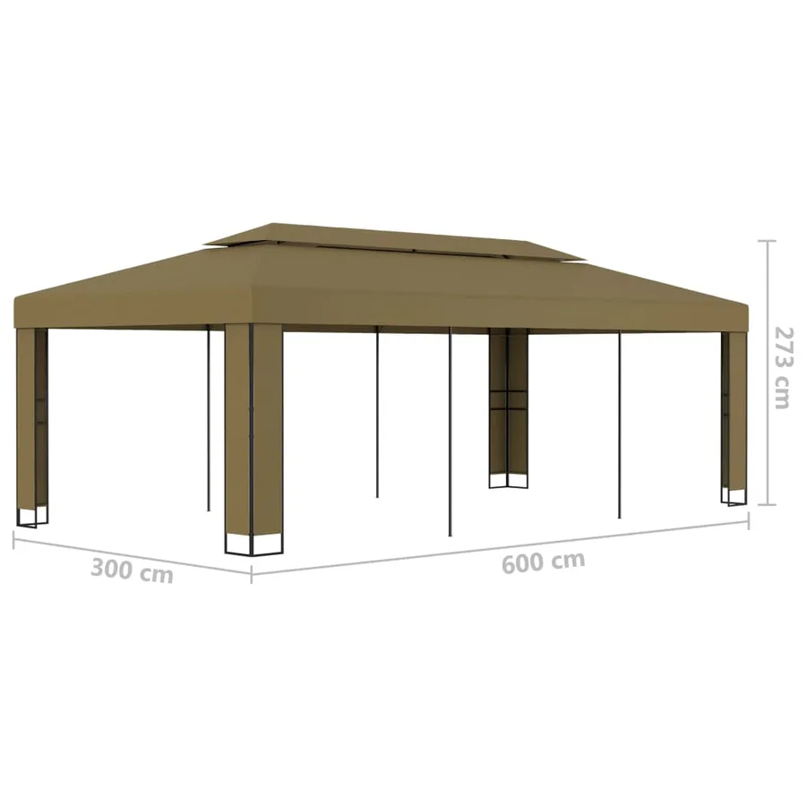 Tonnelle avec double toit 3x6 m Taupe 180 g/m² - 6