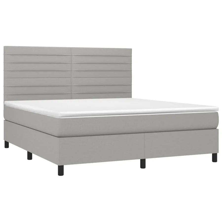 Sommier à lattes de lit et matelas et LED Gris clair 160x200 cm - 3