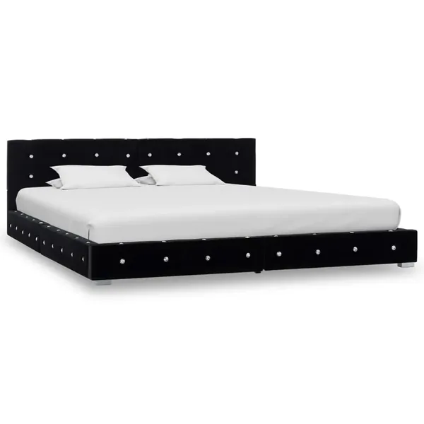 Cadre de lit sans matelas noir velours 180x200 cm