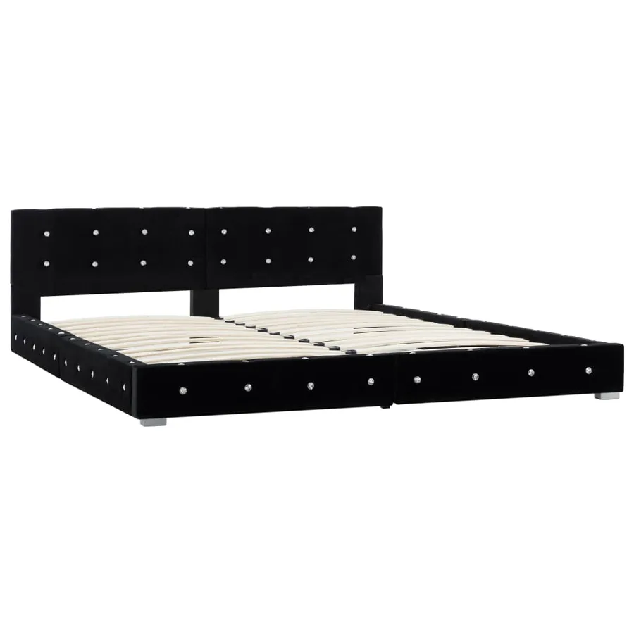 Cadre de lit sans matelas noir velours 180x200 cm - 2
