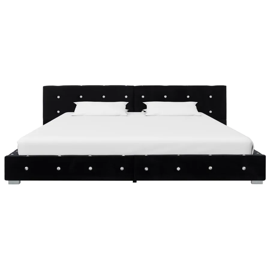 Cadre de lit sans matelas noir velours 180x200 cm - 3