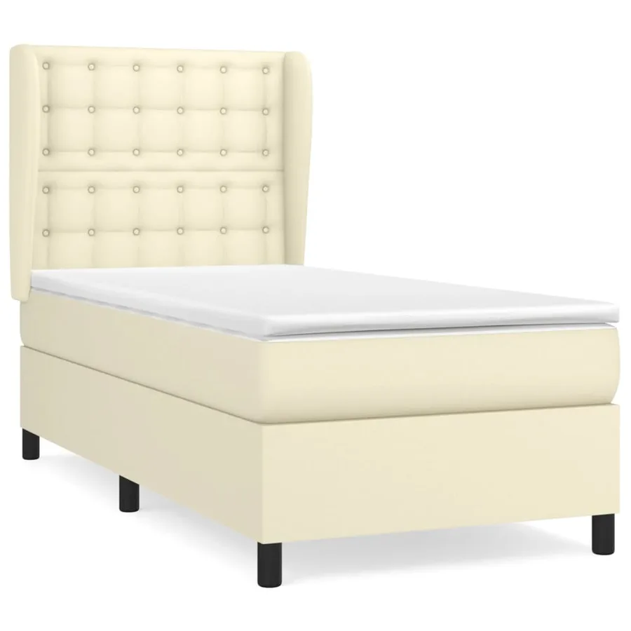 Sommier à lattes de lit avec matelas Crème 90x190 cm Similicuir - 2