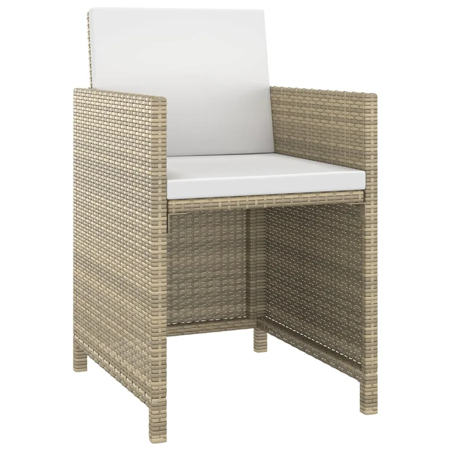 Ensemble à manger de jardin et coussins 3 pcs Poly rotin Beige - 3