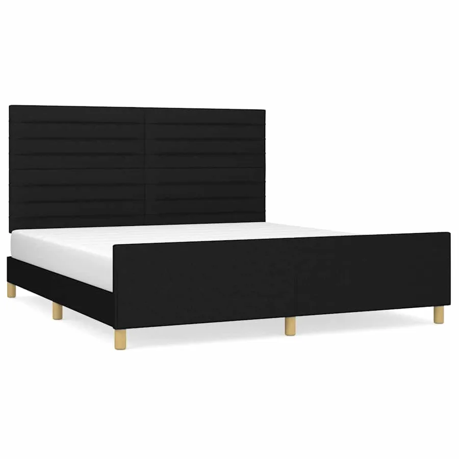 Cadre de lit sans matelas noir 180x200 cm tissu - 2