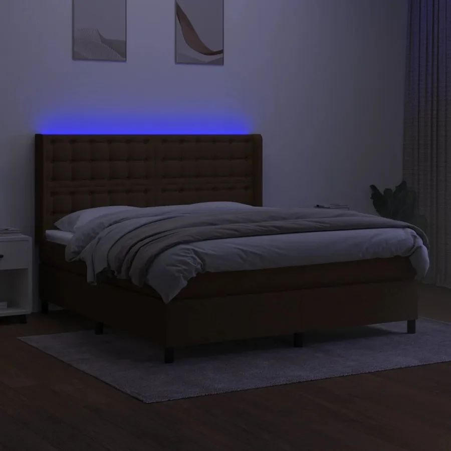 Sommier à lattes de lit matelas et LED Marron foncé 180x200cm - 3