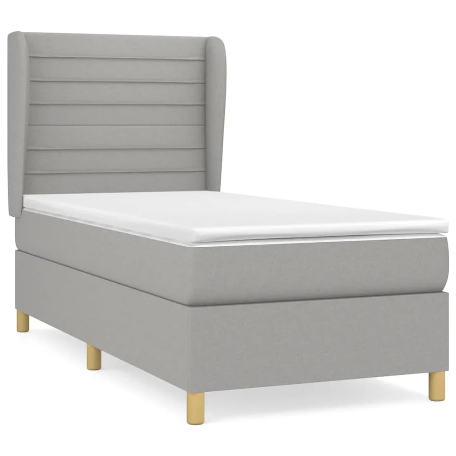 Sommier à lattes de lit et matelas Gris clair 90x190 cm Tissu - 2