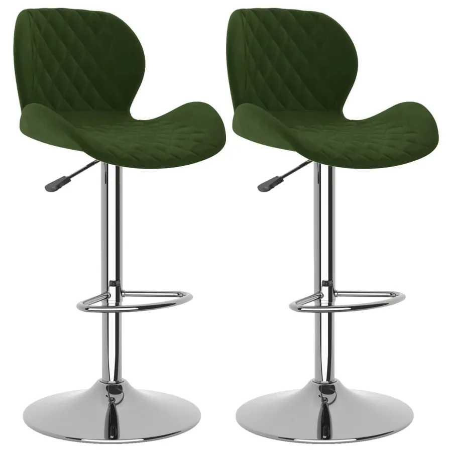 Tabourets de bar lot de 2 vert foncé velours - 2