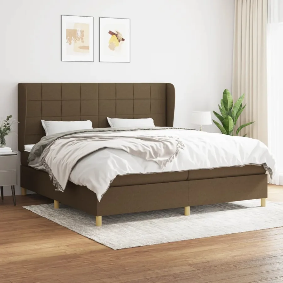 Sommier à lattes de lit avec matelas Marron foncé 200x200 cm