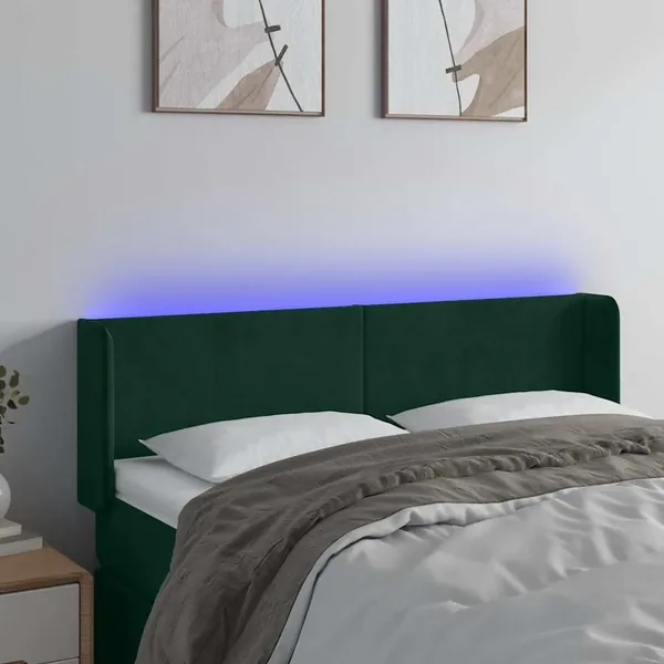 Tête de lit à LED Vert foncé 147x16x78/88 cm Velours