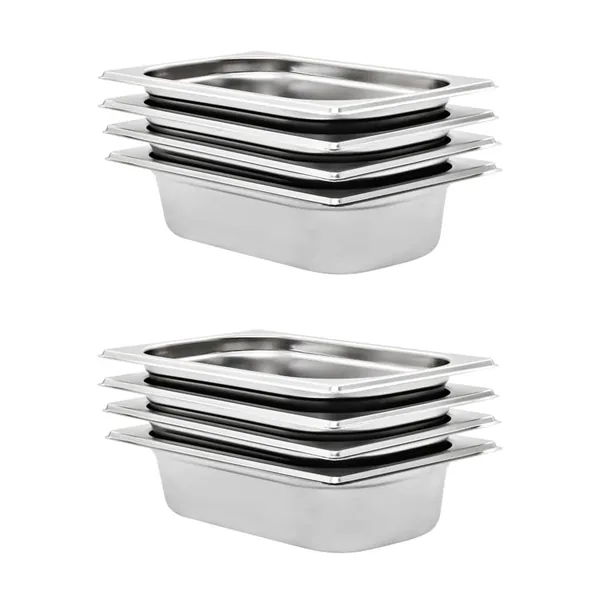 Récipients Gastronorm 8 pcs GN 1/4 65 mm Acier inoxydable