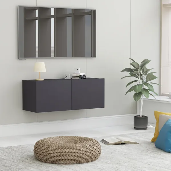 Meuble TV Gris 80x30x30 cm Bois d’ingénierie
