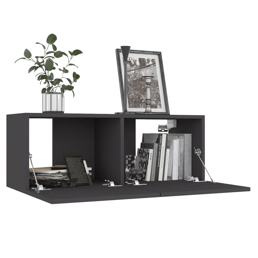Meuble TV Gris 80x30x30 cm Bois d’ingénierie - 3