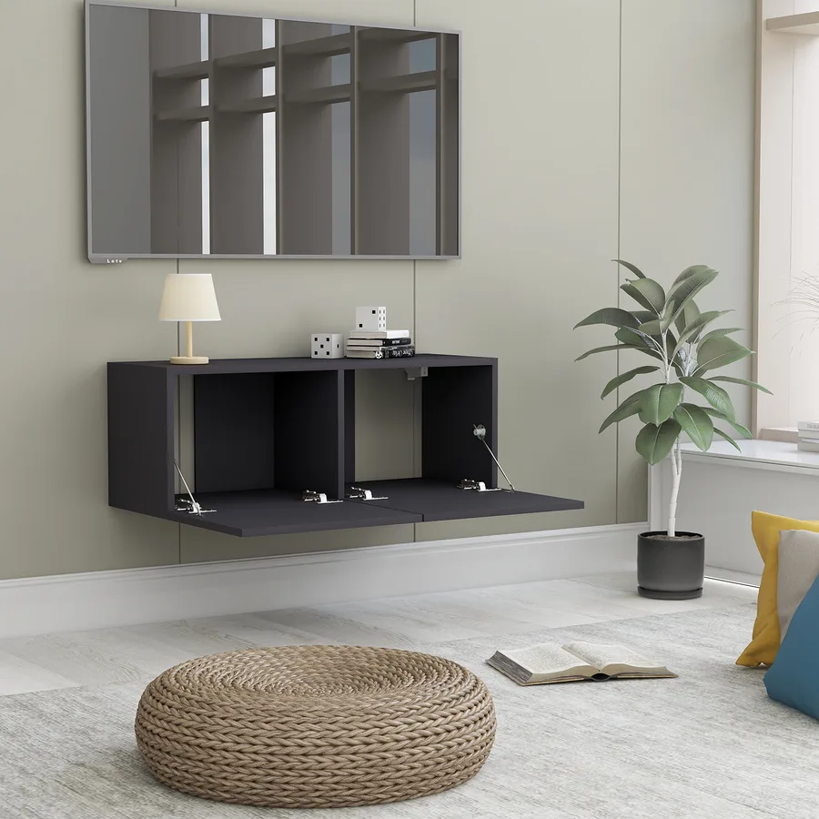 Meuble TV Gris 80x30x30 cm Bois d’ingénierie - 4