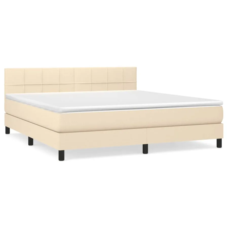 Sommier à lattes de lit avec matelas Crème 180x200 cm Tissu - 2