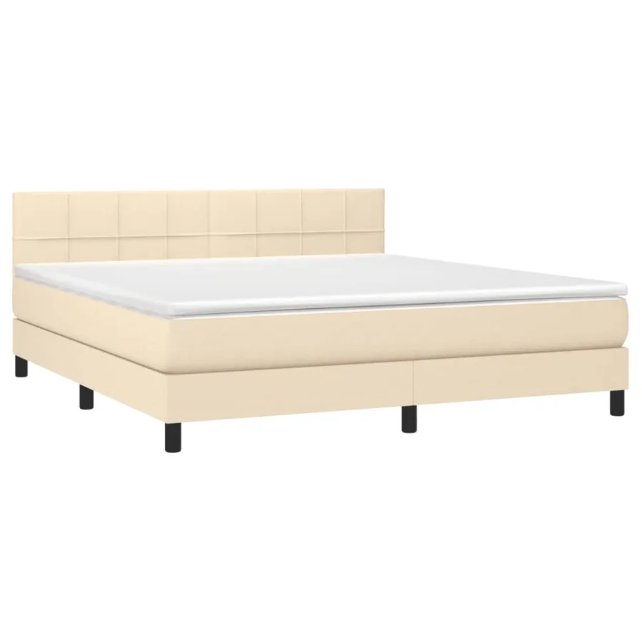 Sommier à lattes de lit avec matelas Crème 180x200 cm Tissu - 3