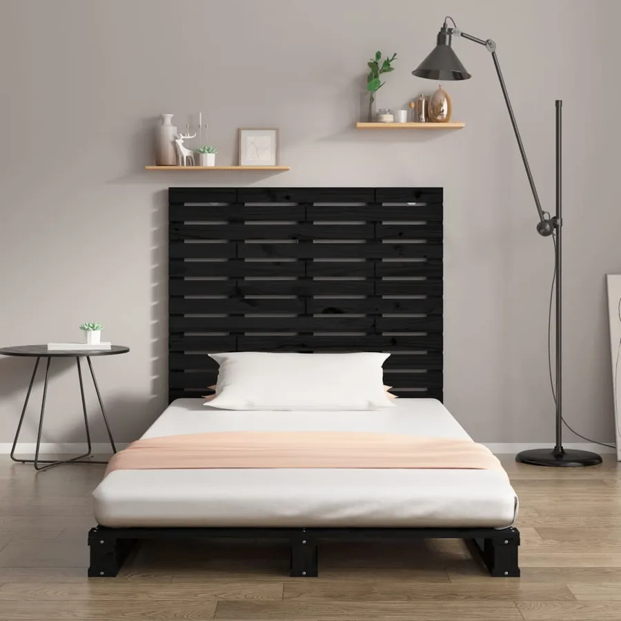 Tête de lit murale Noir 146x3x91,5 cm Bois massif de pin - 3