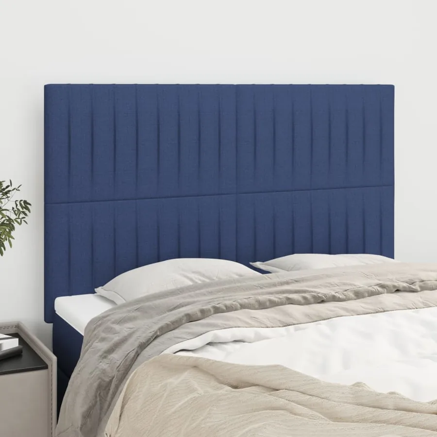 Tête de lit Bleu 144x5x118/128 cm Tissu