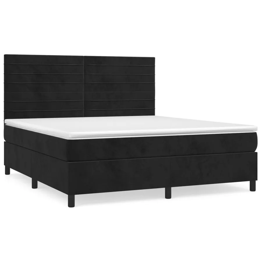 Sommier à lattes de lit et matelas Noir 160x200 cm Velours - 2